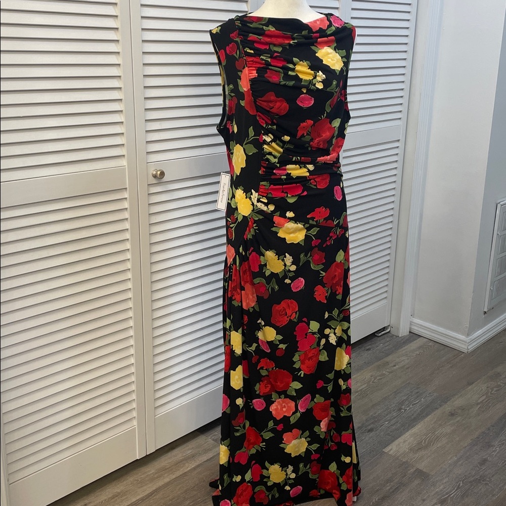Premier Amour NWT Floral Sleeveless Maxi Dress Cinched Waist Size 14 - Picture 3 of 11